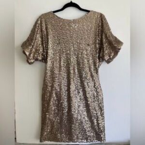 S.L. Fashions Gold Sequin Mini Dress